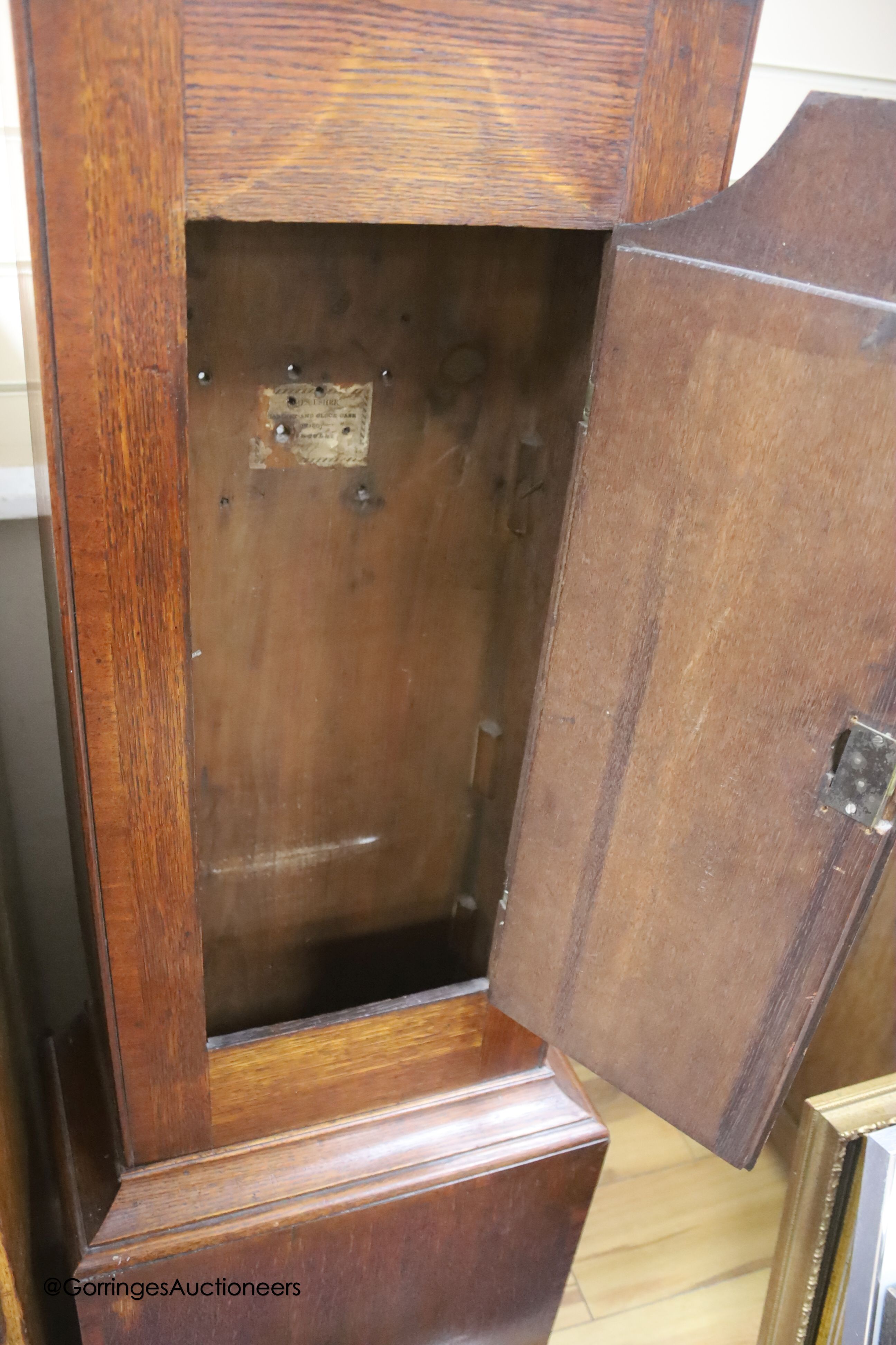 An early 19th century oak eight day longcase clock, marked Webber, Lavenham, height 205cm